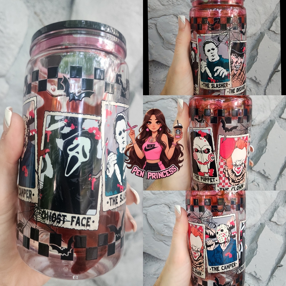 Horror Character Themed Snowglobe Tumbler With Lava Drip